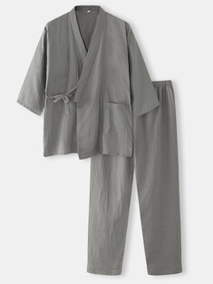 Cotton Solid Kimono Plain Loungewear-10497