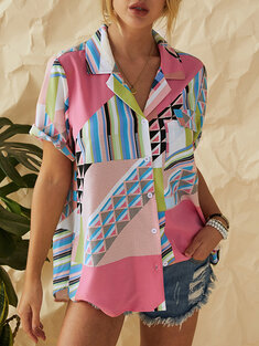 Geometric Striped Printed Shirt-3201