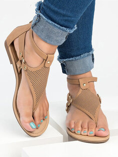 Strappy Zipper Clip Toe Sandals
