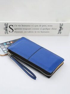 Woman PU Patchwork Line Wallet Elegant Ultrathin Wristlet Wallet Phone Wallet