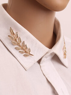 Retro Gold Leaves Men Shirt Pins