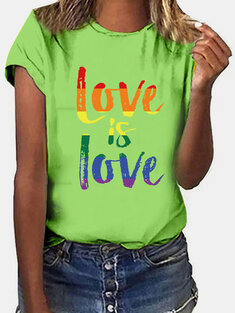 Multi-color Letter Print T-shirt-3244