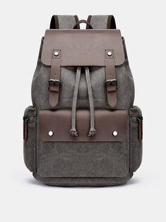 Menico Men's Washed Canvas Everyday Casual Flap Backpack Laptop Bag