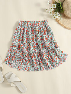 Ruffle Bohemian Floral Allover Print Skirt