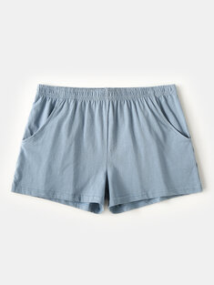 Cotton Solid Color Elastic Boxer Mini Pajamas Bottoms-10458