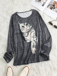 3D Cat Pattern Round Neck T-shirt