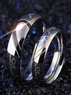 خاتم بسيط من التيتانيوم الصلب للزوجين قلب خاتم ألغاز هدية عيد الحب