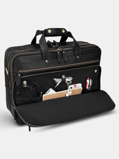 Ekphero Multifunction 14 Inch Laptop Bag Multi-Layers Faux Fur Briefcase Business Handbag Crossbody Bag