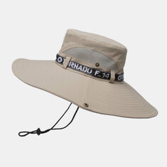 Mens Bucket Hat Outdoor Fishing Hat Climbing Mesh Breathable Sunshade Cap Oversized Brim With String