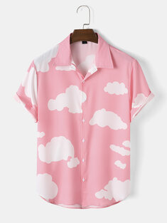 Cloud Print Button Up Shirts