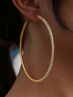 Full Rhinestones Circle-shaped Hoop Earrings