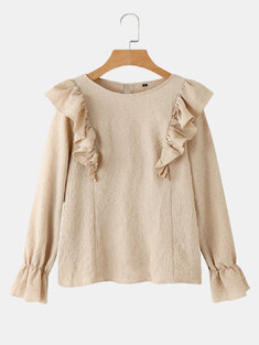 Solid Ruffle Comfy Blouse