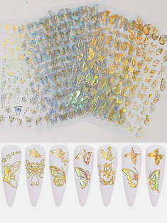 ملصقات فنية ثلاثية الأبعاد للأظافر ثلاثية الأبعاد Colorful ملصقات نقل أظافر على شكل فراشة ذاتية الصنع