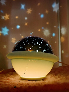 1 الكمبيوتر UFO Shade Starry Sky Projector Coloful Night ضوء تحسين ينام ديكور المنزل الليلي ضوء