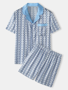 Camp Collar Geometric Stripe Pajamas
