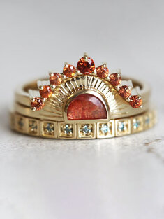 3 Pcs Alloy Vintage Fashion Sun Crown Pattern Wedding Ring-144693