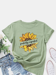 Flower Letters Print T-shirt-3324