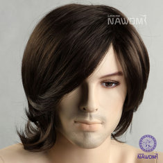  NAWOMI Men Short 100% Kanekalon Synthetic Wig Natural Curly Pop Art Soft Capless Toupee