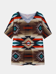 Geometric Ethnic Pattern T-shirt-3293