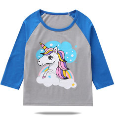 Toddler Unicorn Print Tops For 1-57Y