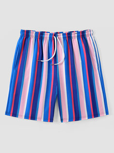 Men Striped Print Wide Legged Multi Color Quick Dry Board Shorts