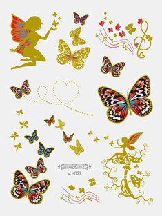 12 Pcs Bronzing Butterfly Tattoo Stickers