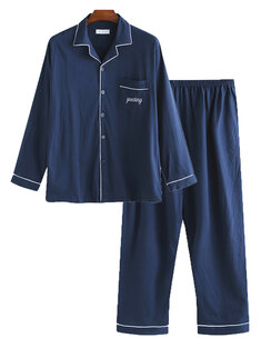 Luxury Plain Cotton Pajamas Set-10467