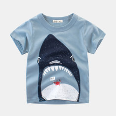 Shark Print Boys T-shirt For 2-9Y