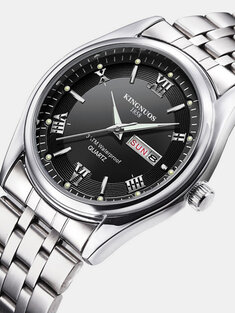 Calendar Luminous Display Men Wrist Watch Stainless Steel Band Quartz Watch-144733