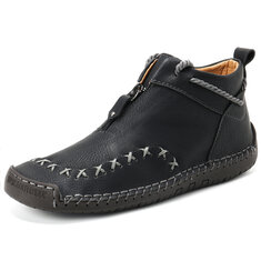 Men Hand Stitching Non Slip Soft Sole Casual Leather Boots-142086