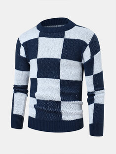 Checkered Preppy Loose Knit Sweaters