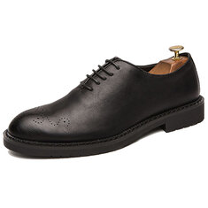 Men Retro Leather Brogue Non Slip Business Casual Formal Shoes