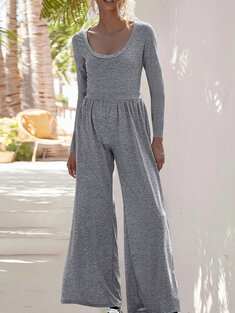 Solid Color Casual Loose Jumpsuit-1091