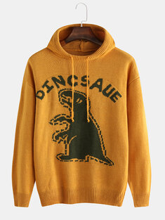 Cartoon Dinosaur Knitted Hooded Sweater-10374