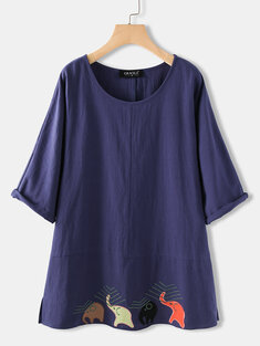 Embroidery Half Sleeve Casual T-Shirt-106