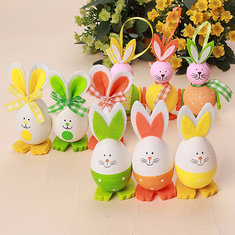 3Pcs DIY Easter Rabbit Shape Eggs Toys Dolls Hanging Bunny Decoration Home Decor Ornaments