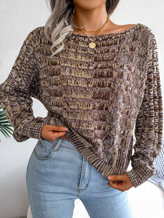 Marled Cable Knit Long Sleeve Crew Neck Sweater