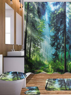 Waterproof Polyester Fabric Washable Bathroom Shower Curtain