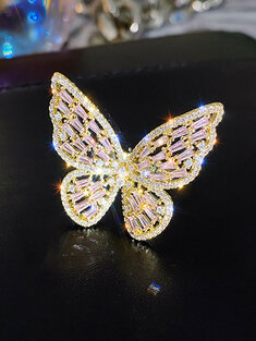 1 Pcs Alloy Rhinestone Adjustable Butterfly Fashion Casual Rings-144696