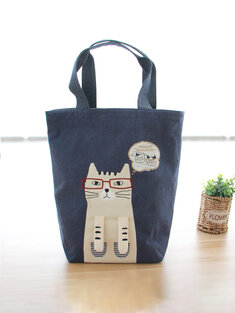 Women Casual Cat Pattern Handbag Tote Bag