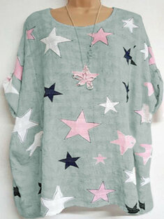 Star-shaped Printed T-Shirt For Women-3212