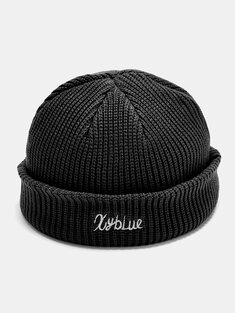 Unisex Knitted Keep Warm Casual Letter Embroidered Couple Beanie Cap Skull Cap