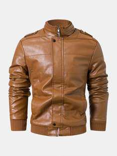 Solid Plush Lined Zipper Jackets