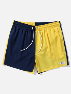 Men Two Tone Applique Breathable Quick Dry Board Shorts