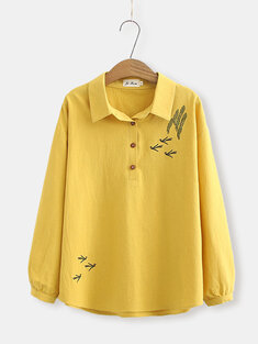 Embroidery Long Sleeve Shirt-3279