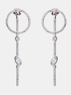 Luxury 925 Silver Zirconia Drop Earrings 