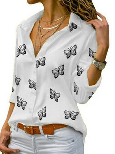 Butterflies Print Long Sleeve Shirt-73