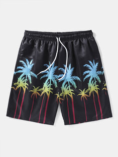 Men Ombre Palm Tree Print Quick Dry Wide Legged Swimwear-142370