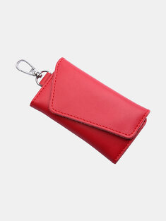 Menico Neutral Genuine Leather Fashion Casual Double Snap Card Slot Keychain Wallet