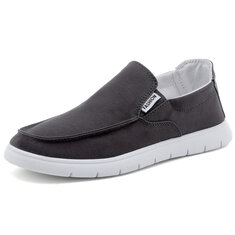 Men Comfy Elastic Slip On Canvas Shoes Breathable Casual Loafers-142320